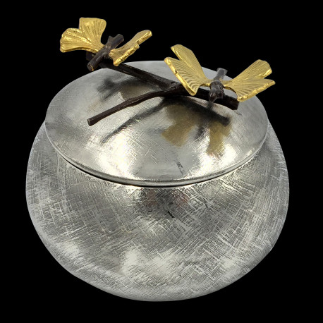 Round box with lid Butterflies on twig