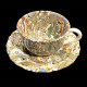 Tasse et sous tasse dentelée multicolore terre mêlée collection Epice forme disque et dentelé