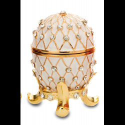 Boite oeuf style Fabergé Blanc émaillée