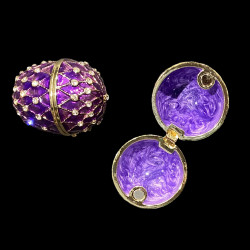 Boite oeuf style Fabergé violet émaillée