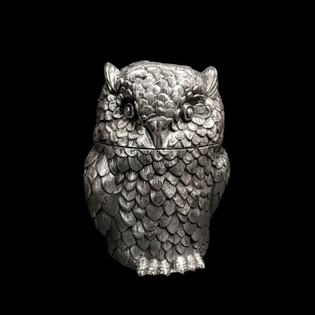Seau à glaçons Hibou par Mauro Manetti en métal argenté