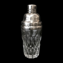 Shaker en cristal et métal argenté XXe
