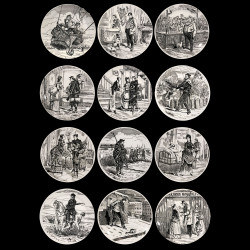 12 Assiettes "Paris Assiégé" Creil & Montereau