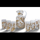 Service verre émaillé or oiseaux et fleurs 6 verres 1 carafe Toy Leveillé 1900