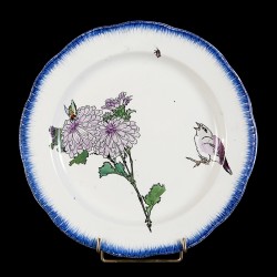 Bracquemond Chrysanthème & Moineau roses assiette D 25 cm