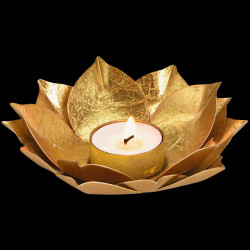 Petit photophore lotus doré