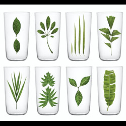Set of 8 beer goblets decorated with leaves, crystal collection n°4