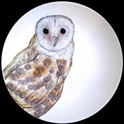 Hibou Grand plat rond creux D 38 cm